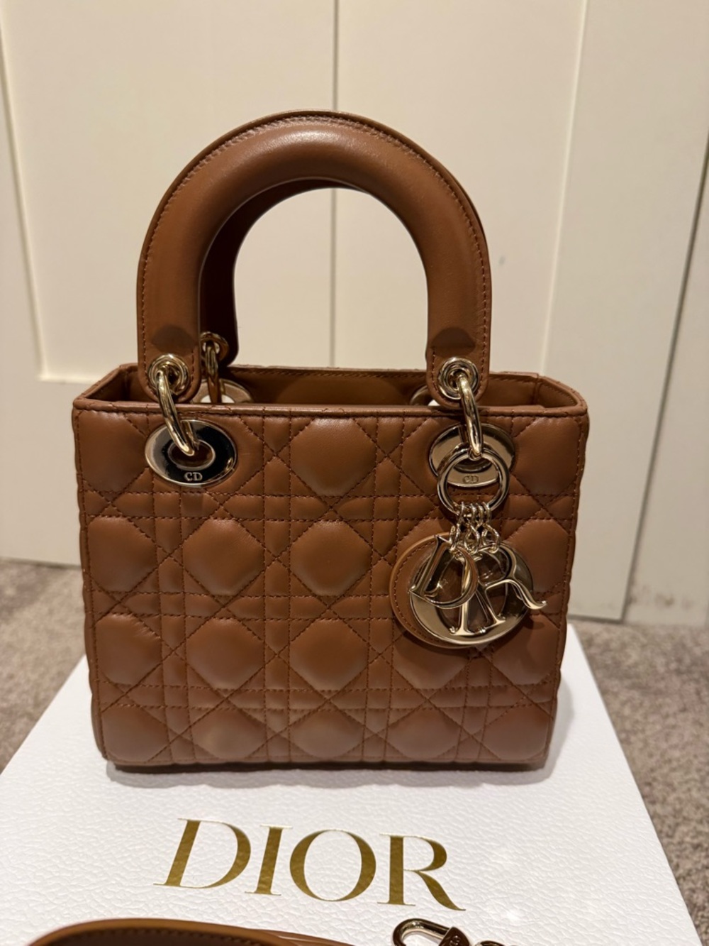 Dior Small Lady Dior MyABC Satchel in Tan Leather with Gold Hardware - Picture 12 of 14